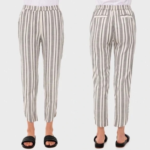 🎁HP🎁 Marine Layer Allison Pant White/Navy Strips Front Pockets Regular Large EUC - Picture 2 of 15